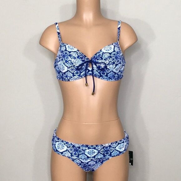New. Lauren Ralph Lauren blue tile bikini top. New. - Picture 5 of 9